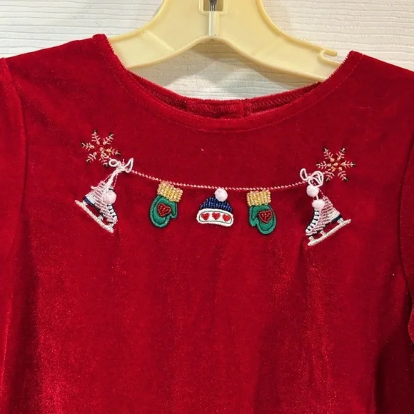 🎄 Sophie Rose Red Velvet Christmas Dress withh Holiday Embellishments size 6X - Picture 2 of 14